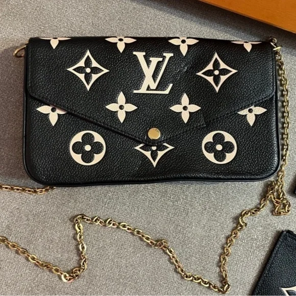 Louis Vuitton Black Felicie Pochette Bicolor Monogram Giant Empreinte - Picture 2 of 11